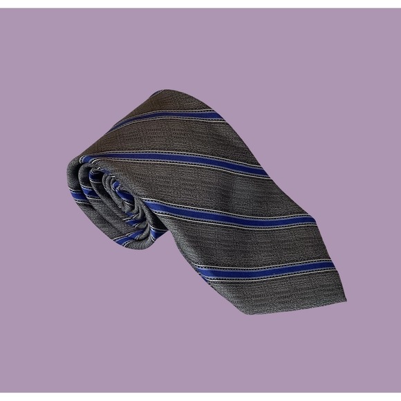 Saks Fifth Avenue Other - Saks Fifth Avenue Gray Blue Striped Silk Necktie